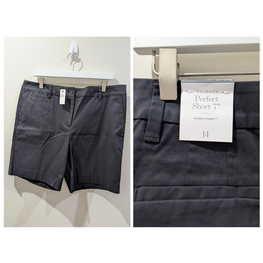Talbots Perfect Short 7" Inseam Black Chino Shorts Womens 14 NWT Summer Capsule